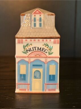 Lenox Porcelain Nutmeg House Spice Jar in Blue, Pink, Cream